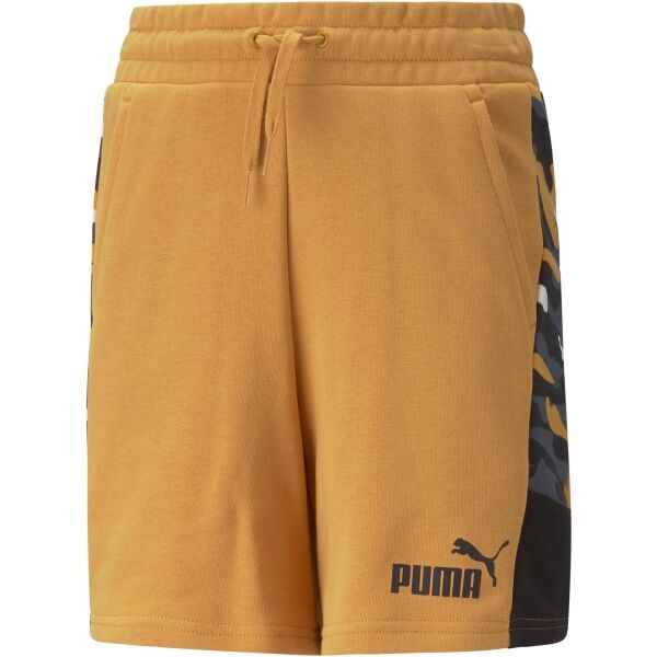 Puma ESS+CAMO SHORTS TR B DESERT CLAY Dětské sportovní šortky