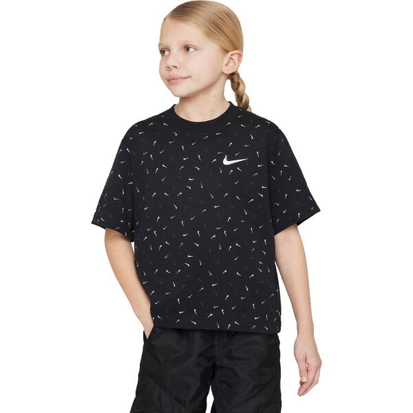 Nike NSW TEE BOXY SWOOSH AOP Dívčí tričko